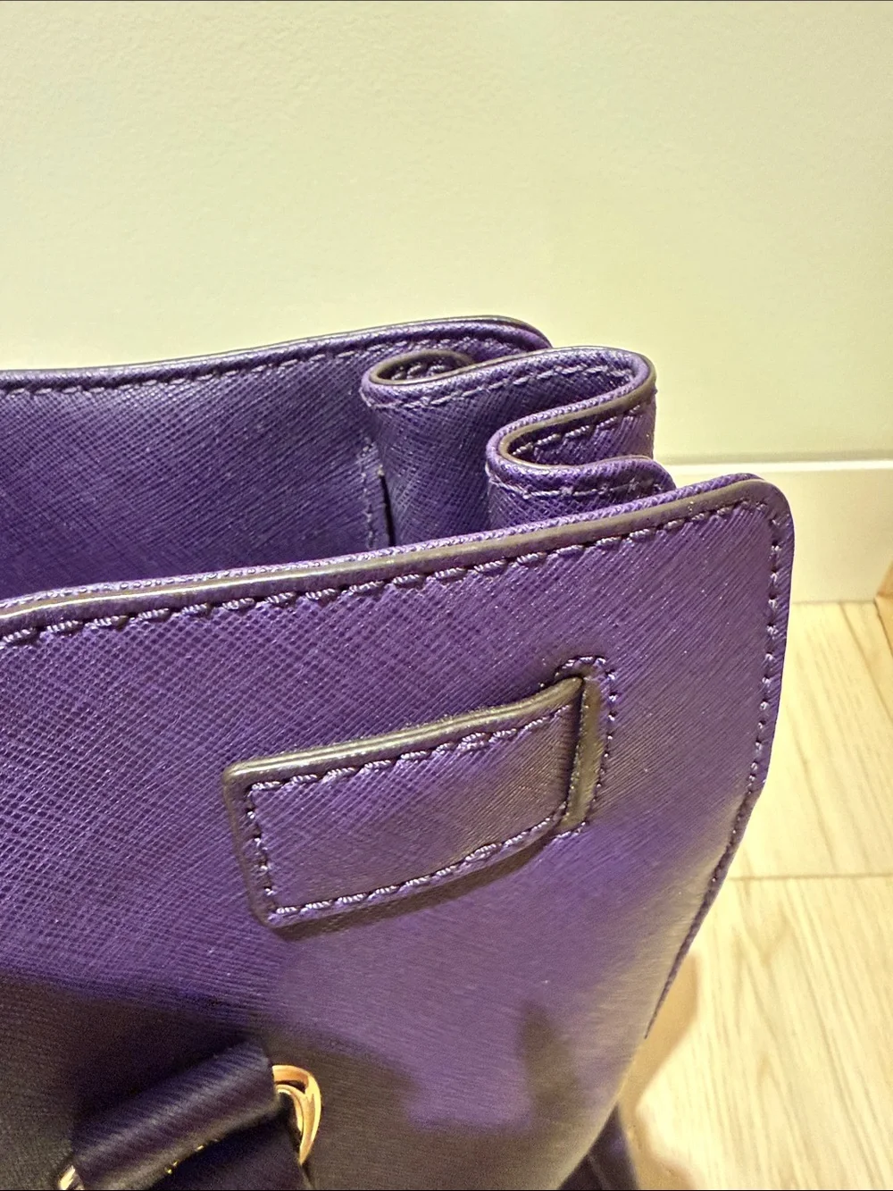 Michael Kors Purple Saffiano Satchel with Gold Hardware